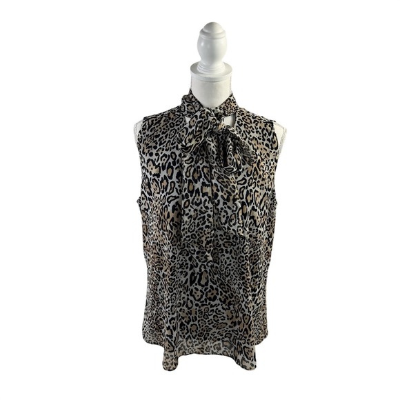 Chico's Tops - Chicos Leopard Print Sleeveless Tie neck Top Size 2 (12/14)